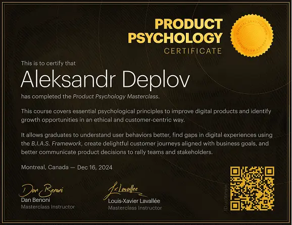 Product Psychology Certificate