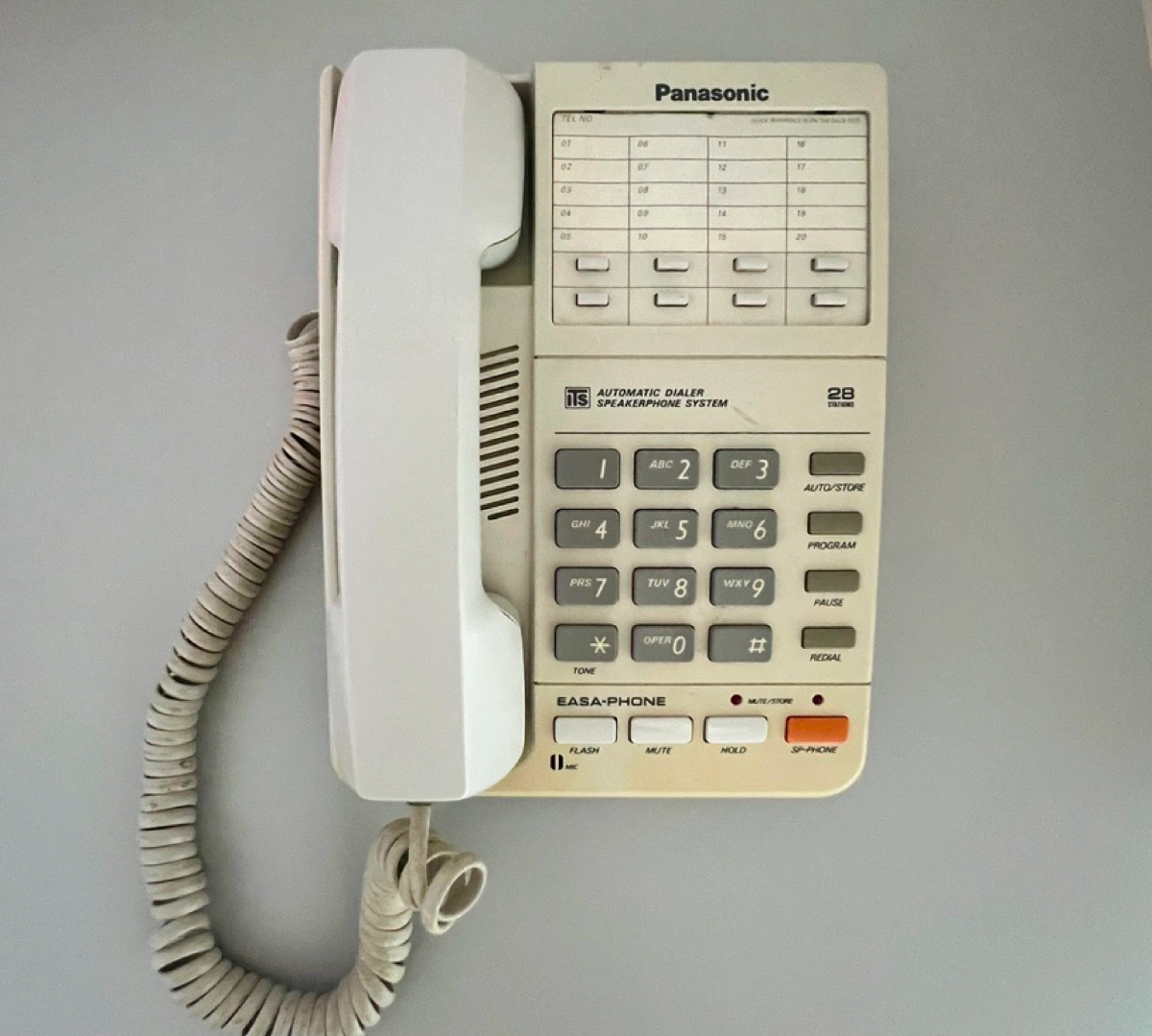Panasonic KX-T2315 desk phone in yellowed condition before restoration