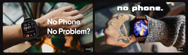 Apple Watch on a wrist with the words No Phone No Problem?