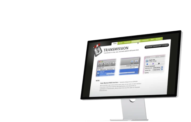 Transmission web design shown on an Apple display