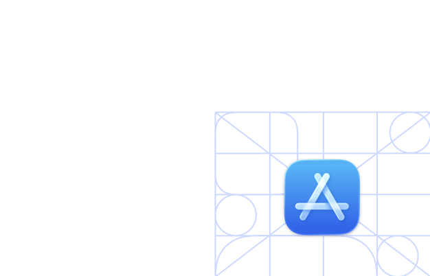 iOS app icon design grid with App Store icon