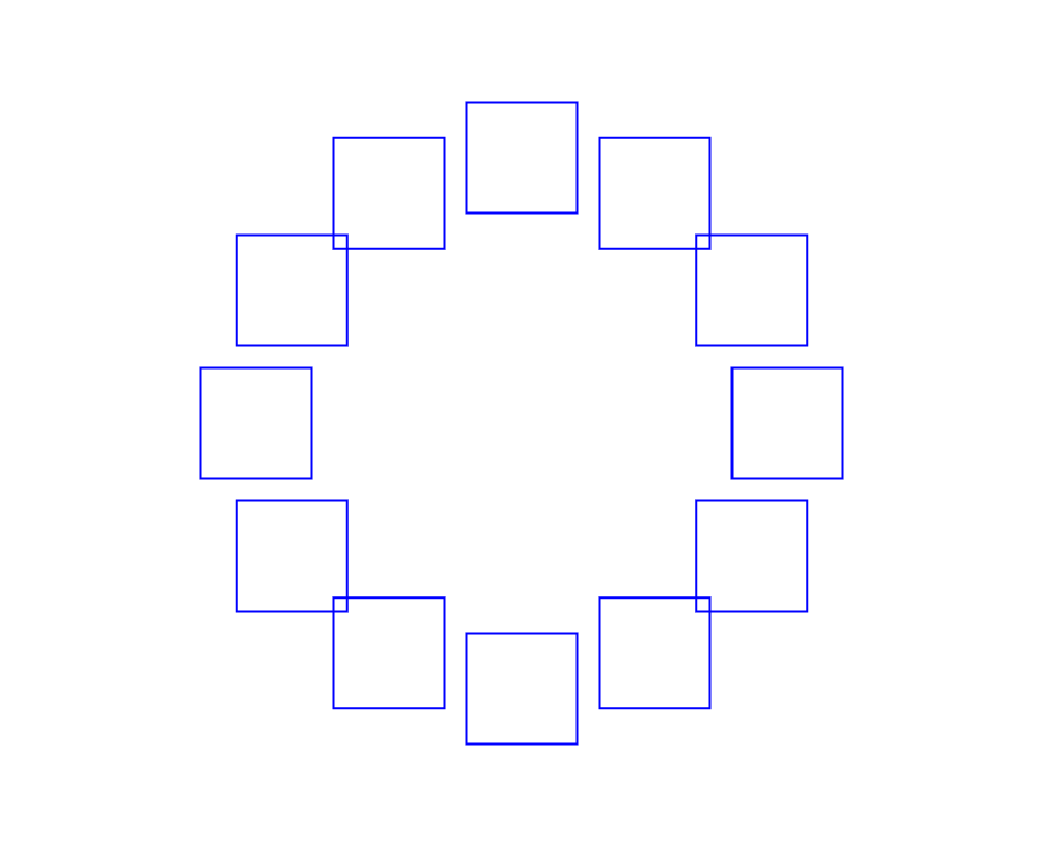 Rotate copies around center by using Math.PI
